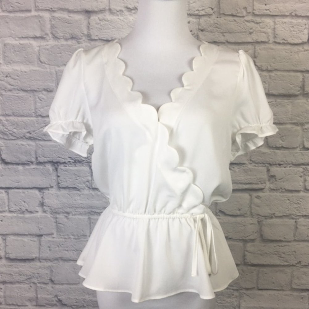 LAST CALL!! Haute Monde Surplice Scalloped Top